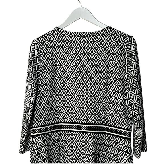 Talbots Womens Petite XLarge Stretch Black White Geo Print Sheath Dress NEW - Picture 6 of 11